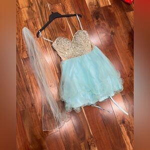 TURQUOISE GLITTER TOP DRESS🩵🩵🩵